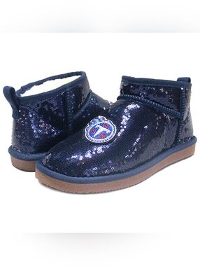 Tennessee Titans Cuce Women's Sequin Ankle Boots NFL Football Fan Shoes Size 9